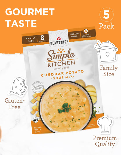 READYWISE - Simple Kitchen, Soup Sampler, Variety Pack, 8 Servings Per Pouch, Soup Mix, Family Size, Gluten Free Options, Freeze Dried Food, Soup for Family, Pack of 8