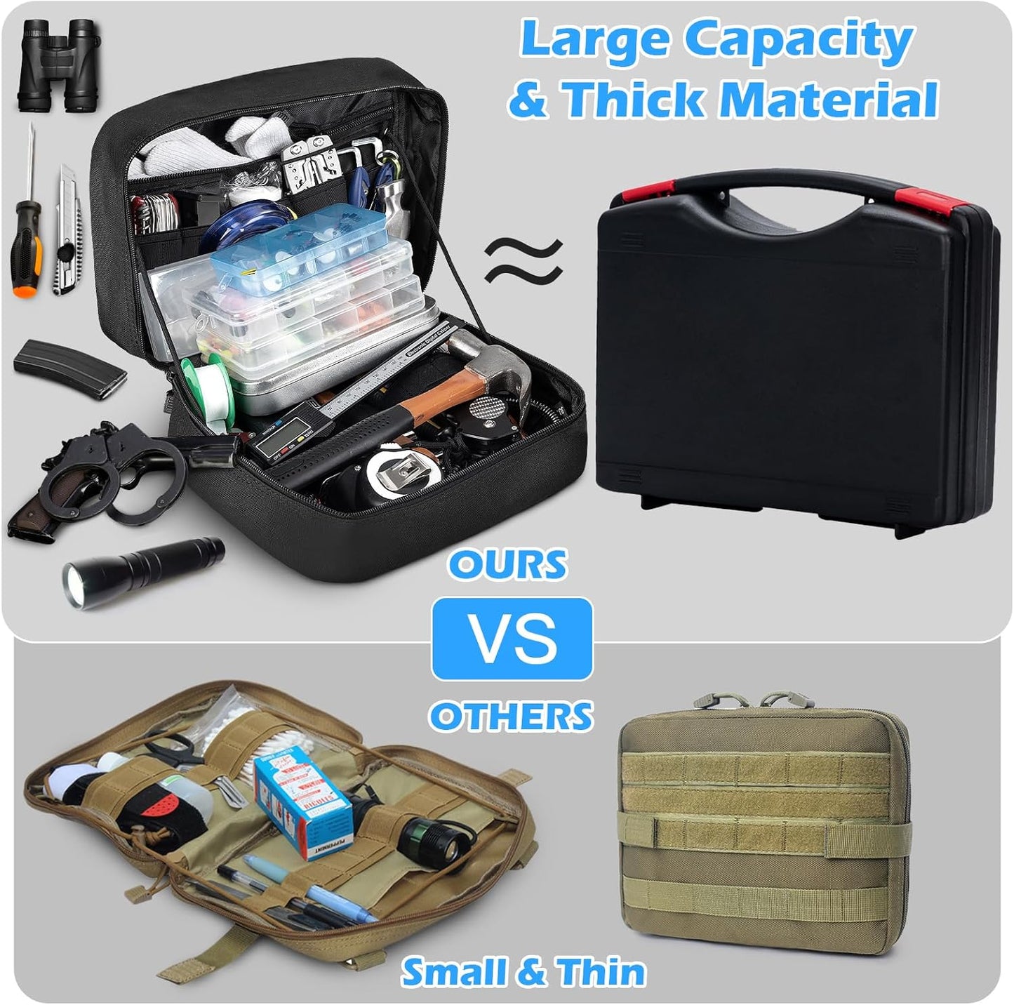 Jueachy Drop Leg Bag(Black)+Tactical Molle Pouch Admin Bag(Black)