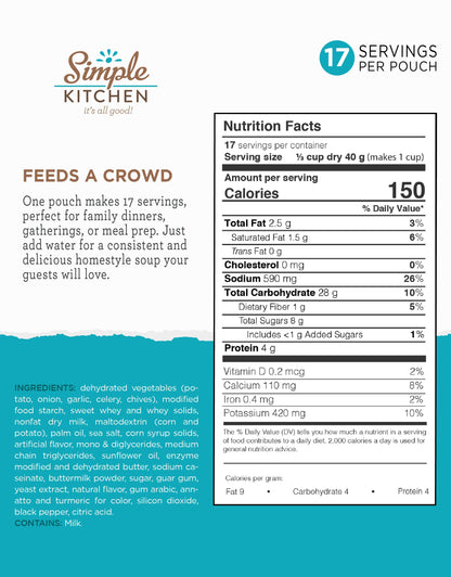 Simple Kitchen Garden Vegetable Soup Mix - 17 Servings for Meal Prep, Gluten Free, Vegetarian, Dehydrated & Freeze Dried Survival Food for Camping Meals, Backpacking & Hiking, Survival Kit, Pack of 4