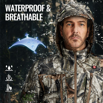 TIDEWE Heated Jacket for Men with Battery Pack, Zippered Back Pocket with Heater (Next Camo G2, Size S-XXXL)