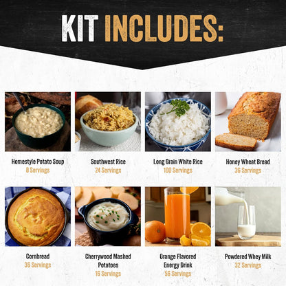 Ready Hour 3-Month Emergency Food Supply (846 Servings), 3-Month Kit, Food Storage Meal Entrées, Real Non-Perishable Meals, 25-Year Shelf Life Food, Portable Flood-Safe Container