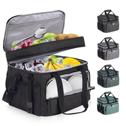 BAVGRED Lunch Box for Men Women,Reusable Large Double Deck Tactical Insulated Lunch Bag with Adjustable Shoulder Strap,Leakproof Tote Cooler Bag for Work Adults Picnic Beach Office-24 Cans