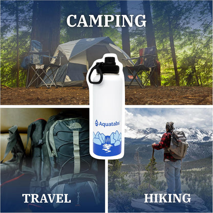 Aquatabs Water Bottle – 40 oz Insulated Stainless Steel Water Bottle, BPA-Free, Leak-Proof, Durable Design for Hiking, Travel, Camping & Outdoor Gear