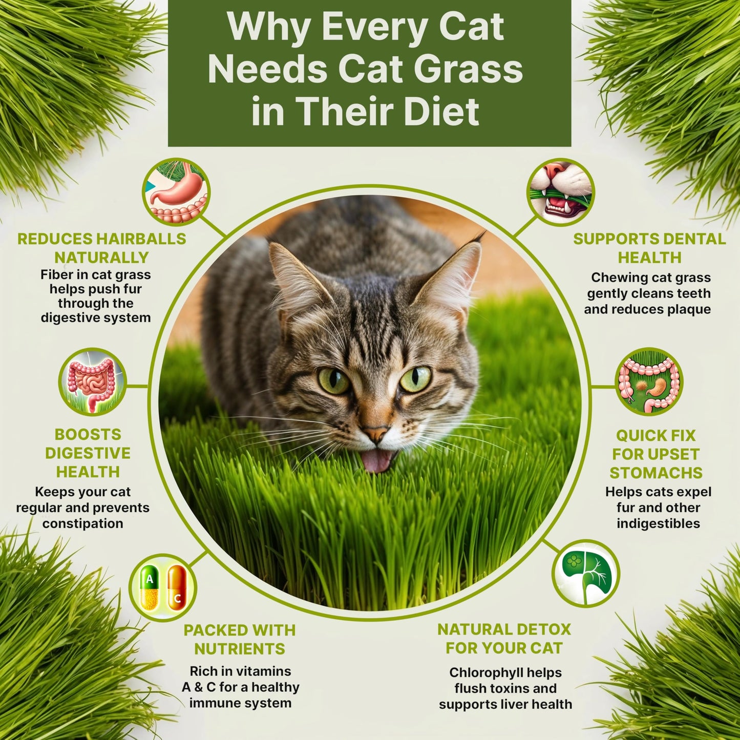 Organo Republic Cat Grass Seeds Mix - 20,800 Non-GMO Heirloom Seeds for Cats & Pets, 16 oz Pack for Growing Fresh Barley, Oat, Rye & Wheat Grass Seeds for Planting, Indoor Plants, Hairball Remedy