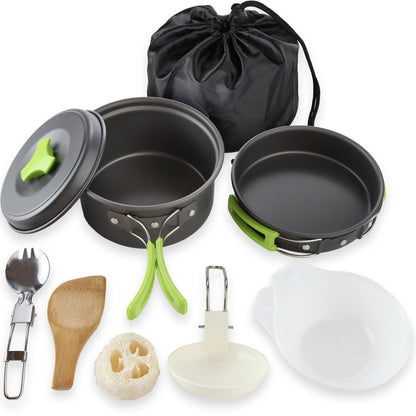 MalloMe Camping Cookware Mess Kit for Backpacking Gear – Camping Cooking Set - Camping Pots and Pans Set - Backpacking Stove/Portable Stove Compatible - Camp Kitchen Equipment Accessories Pot