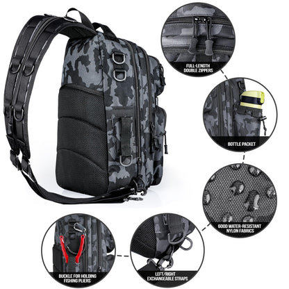 PLUSINNO Fishing Backpack with Fishing Rod and Reel Combos Tackle Boxes, Waterproof Tackle Backpack for Fishing Gear with Rod Holder, Fishing Gifts for Men with Fishing Tool Kit...