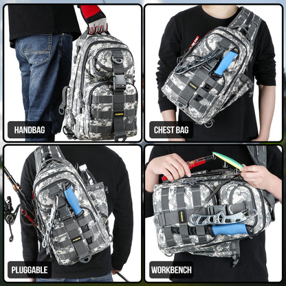PLUSINNO Fishing Backpack with Fishing Rod and Reel Combos Tackle Boxes, Waterproof Tackle Backpack for Fishing Gear with Rod Holder, Fishing Gifts for Men with Fishing Tool Kit...