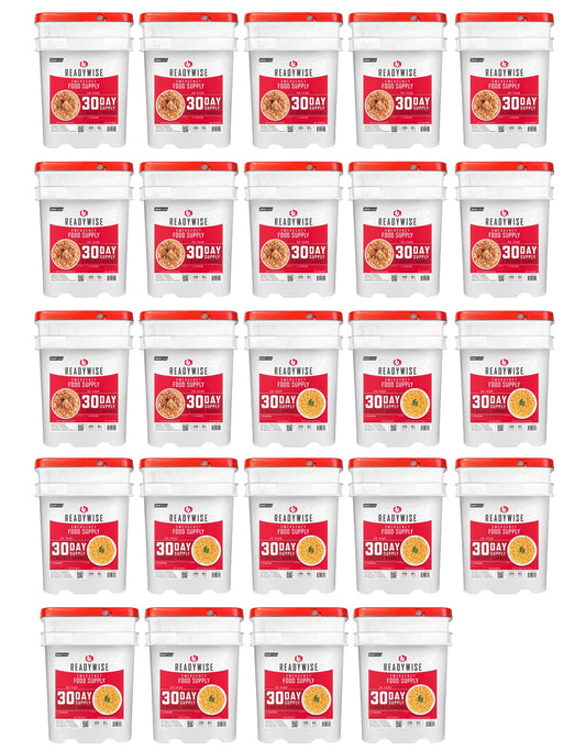 ReadyWise Emergency Food Supply - 14 Day, 150 Servings Emergency Freeze Dried Food Bucket, Protein Meals, Camping Essentials, Survival Kit, Disaster Prepping Supplies, up to 25 Year Shelf Life