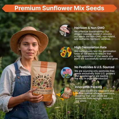 Marigold Seeds Pack 1 oz - Over 9,250 Non-GMO Heirloom Marigold Seeds for Planting Indoor & Outdoor Gardening, Flower Seed for Planting Home and Garden, Flowers Seed in Individual Packet