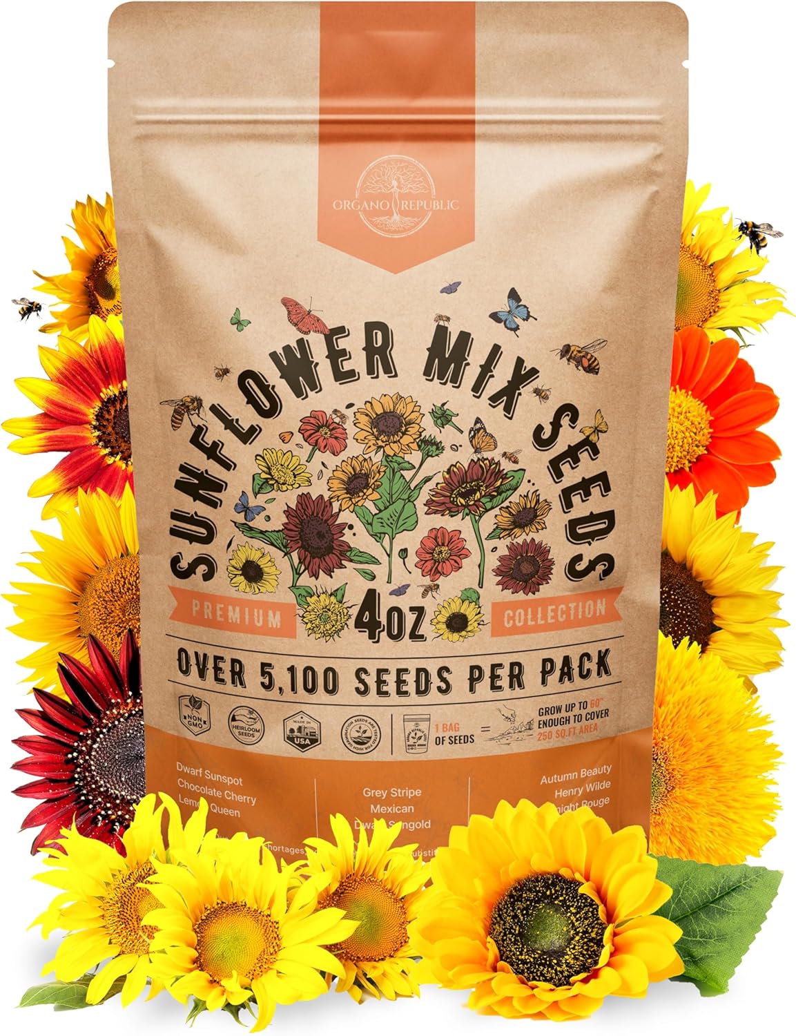 Marigold Seeds Pack 1 oz - Over 9,250 Non-GMO Heirloom Marigold Seeds for Planting Indoor & Outdoor Gardening, Flower Seed for Planting Home and Garden, Flowers Seed in Individual Packet