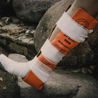 RHINO RESCUE Bundle-Vented Chest Seal, 4 Vents, Sterile Emergency Trauma Dressing, Occlusive Adhesive Pad+First Aid Splint 36" X 4.3" Orange-Gray, Keep Bones in Position