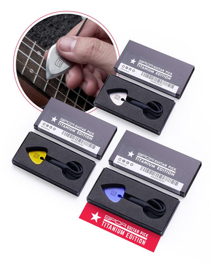 GPCA Titanium Guitar Pick Set - Silver Gold Blue