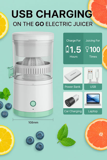Electric Citrus Juicer Rechargeable Hands-Free Masticating Orange Lemon Squeezer