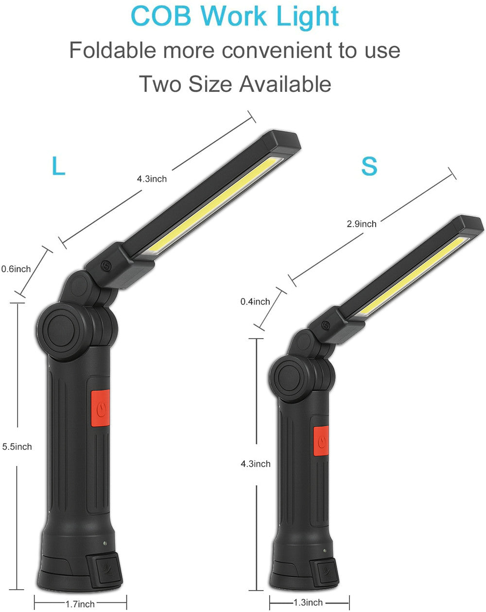 Rechargeable LED COB Work Light Mechanic Flashlight Lamp Magnetic Base Bright