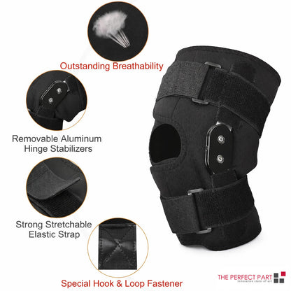Knee Brace Compression Sleeve Hinged Joint Support Open Patella Stabilizer Wrap
