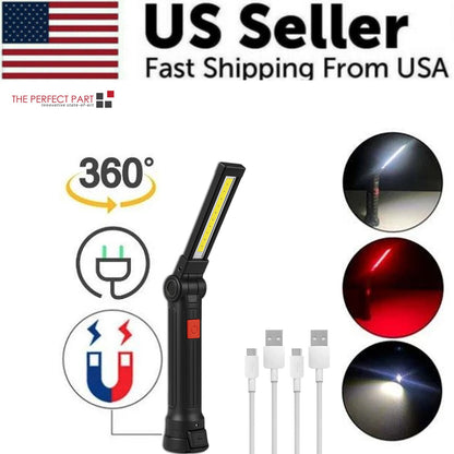 Rechargeable LED COB Work Light Mechanic Flashlight Lamp Magnetic Base Bright